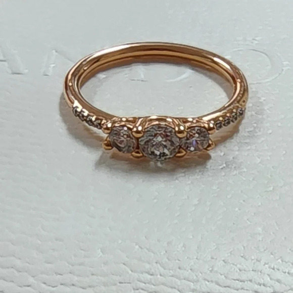 Pandora Clear Three-Stone Ring - Picture 1 of 7